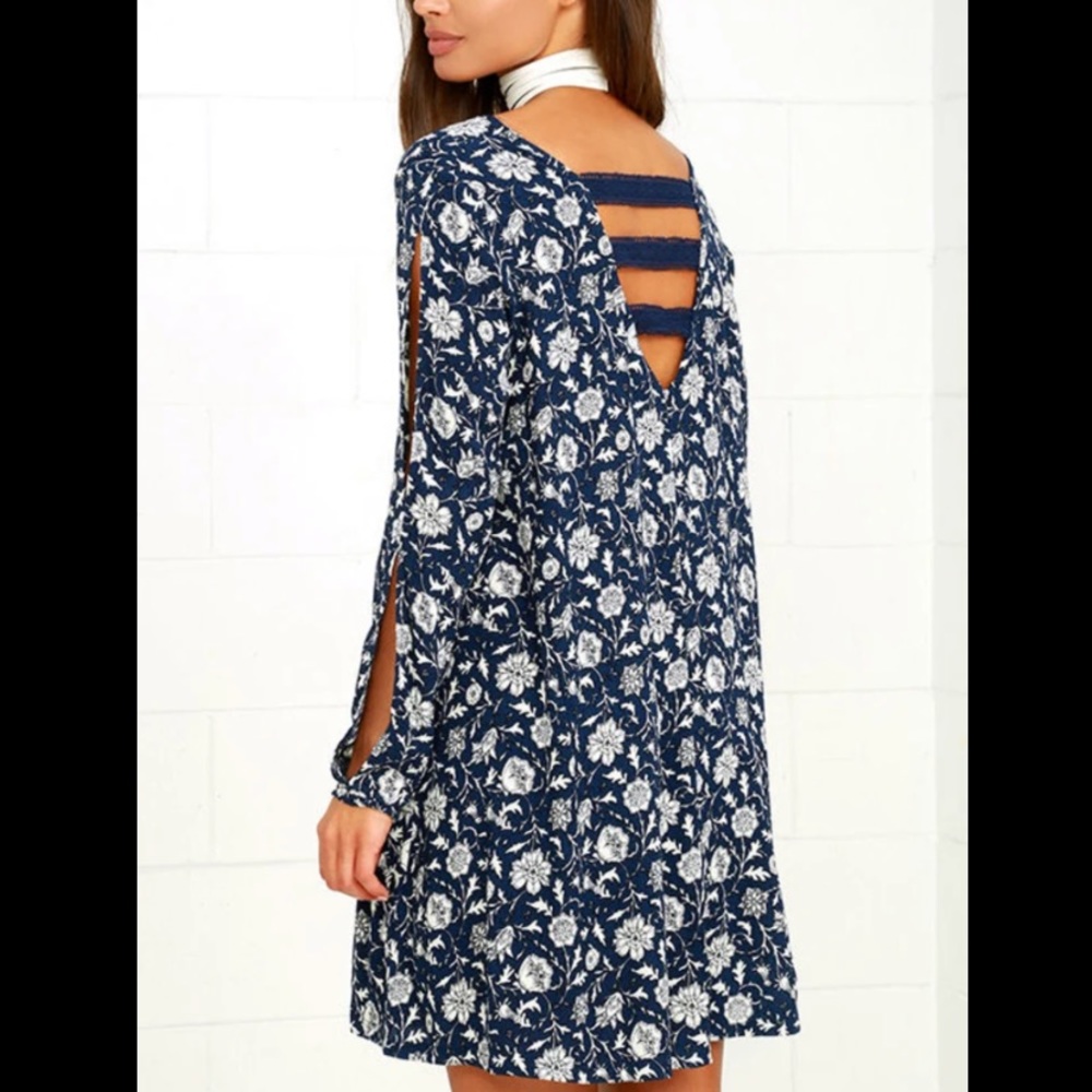 Others Follow Blue Floral Swing Dress, size S